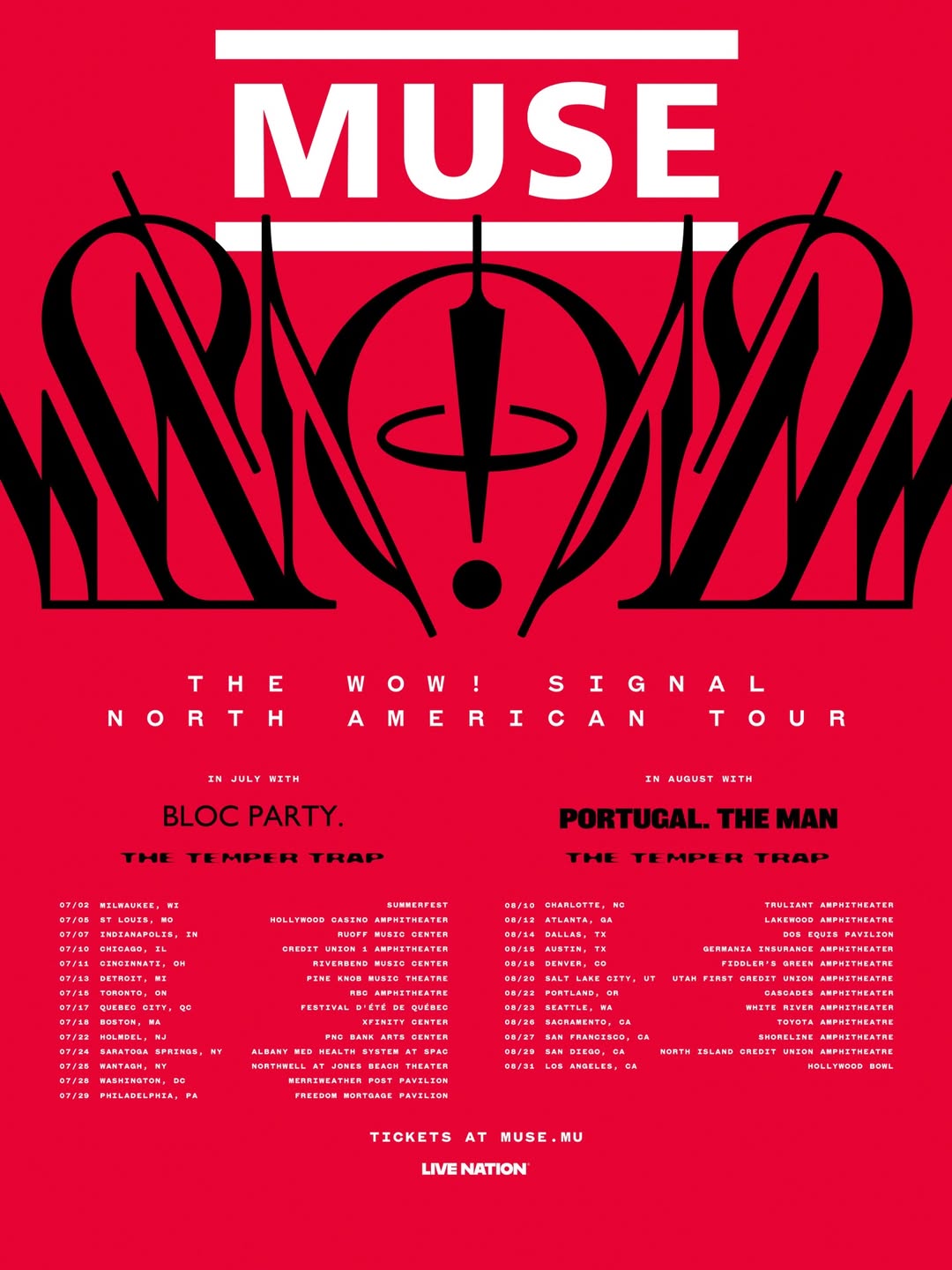 Muse The Wow Signal Tour Poster 2026